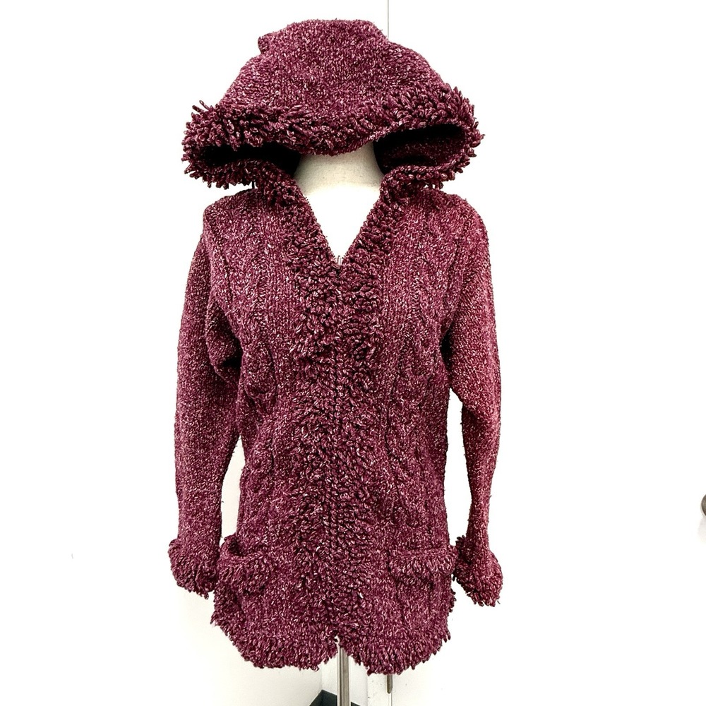 Vintage ISHKA Ecuador Chunky Wool Blend Sweater Zip Cardigan M Y2K Boho Handmade